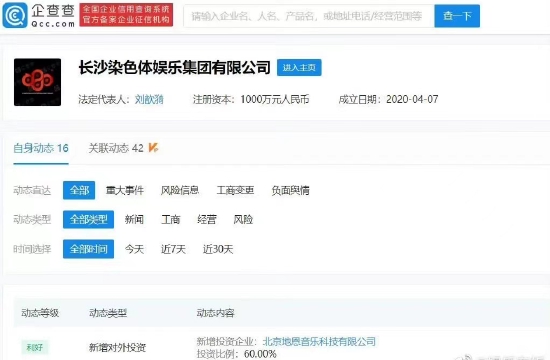 张艺兴投资音乐科技公司 染色体持股比例占60% (http://www.cstr.net.cn/) 娱乐 第1张