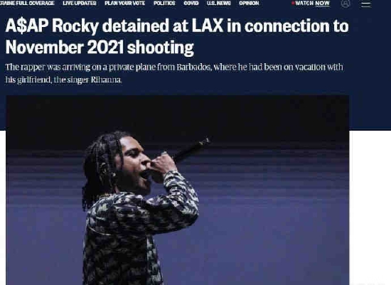 蕾哈娜男友A$AP Rocky机场被捕 因涉去年11月枪击 (http://www.cstr.net.cn/) 娱乐 第1张