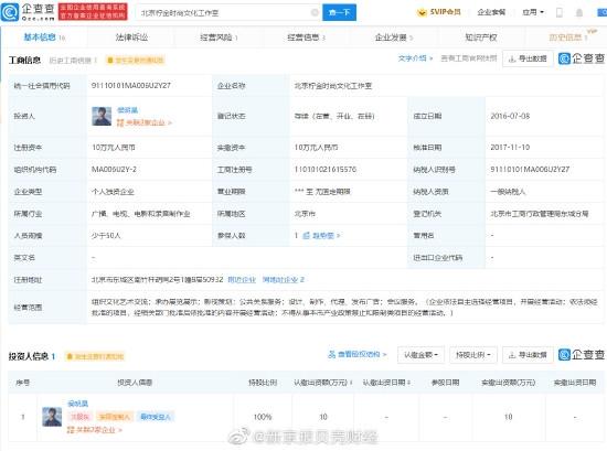 侯明昊工作室拟申请注销登记 原因为决议解散 (http://www.cstr.net.cn/) 娱乐 第1张